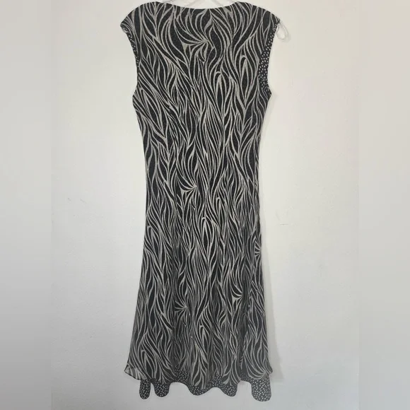 Coldwater Creek Silk Blend Dress Black White Cowl Neck Sleeveless P10 - Picture 7 of 10